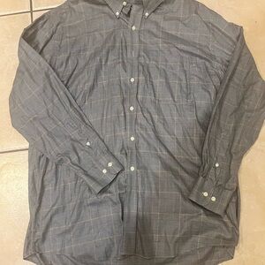 Jos. A. Bank Gray Plaid Button-Down Shirt 100% Cotton